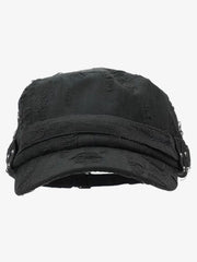 Distressed Stud Detail Cotton Flat Top Cap 