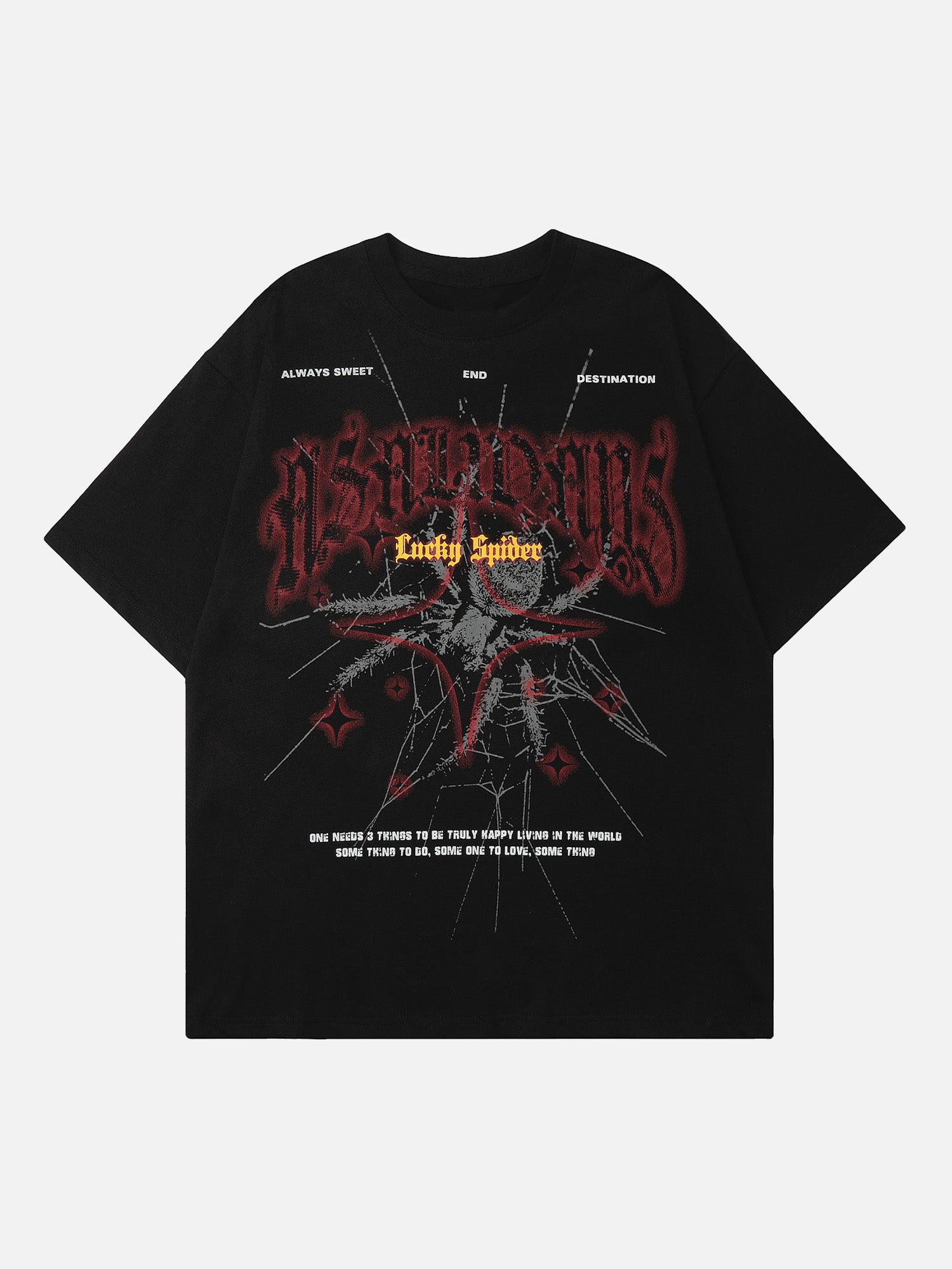American Trendy Dark Spider Design Short-sleeved T-shirt