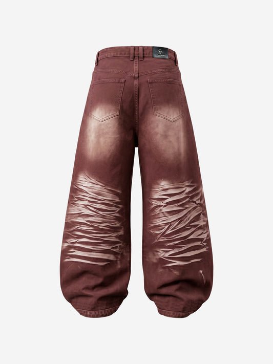 Whiskered Washed Distressed Ripped Jeans
