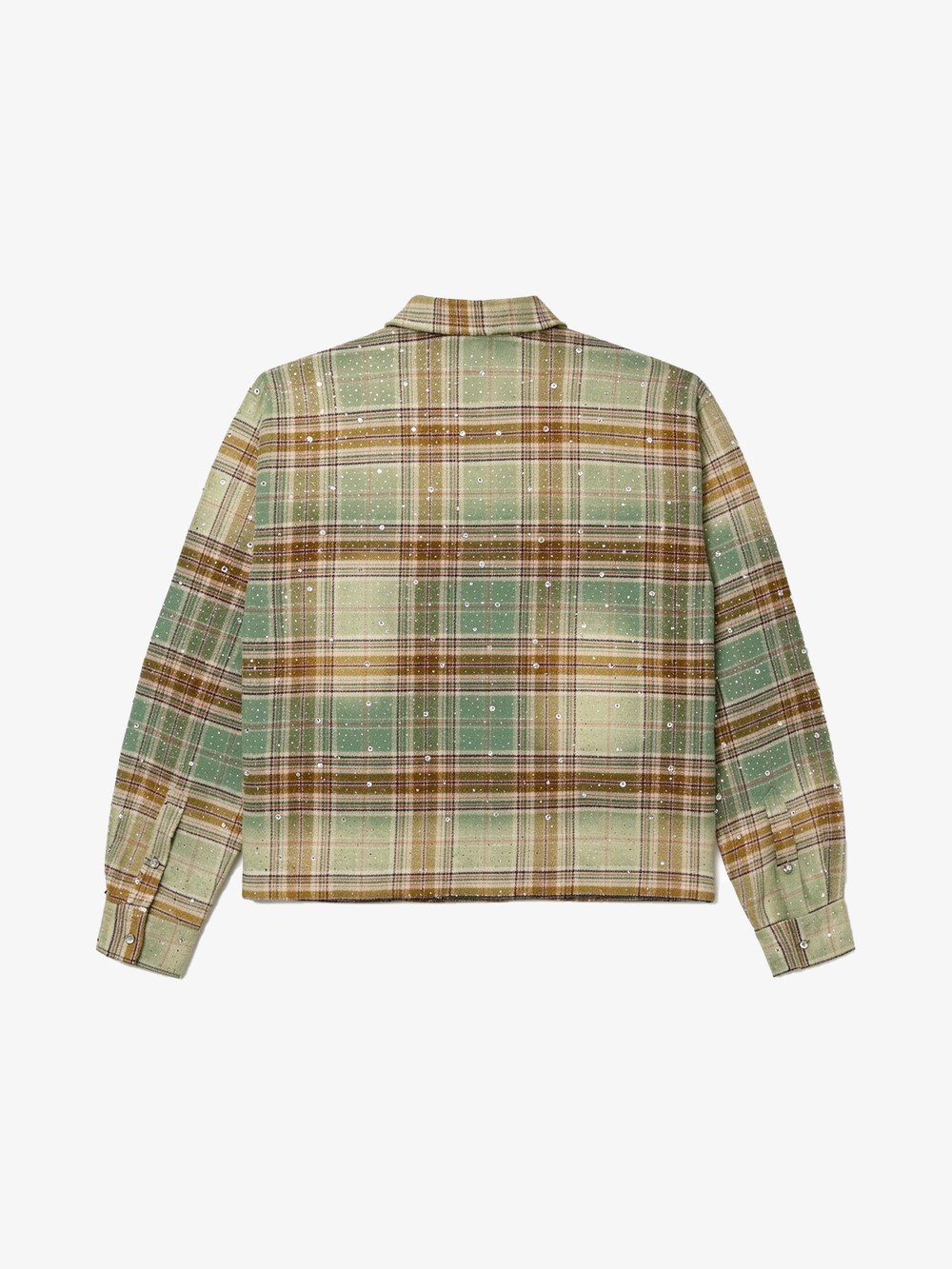 Rhinestone Plaid Long-Sleeve Shirt