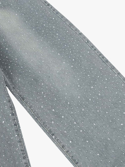 Sparkling Wide-Leg Denim Trousers for Stylish Comfort 