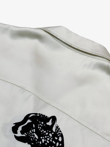 Double Cheetah Graphic Satin Cuban Shirt 