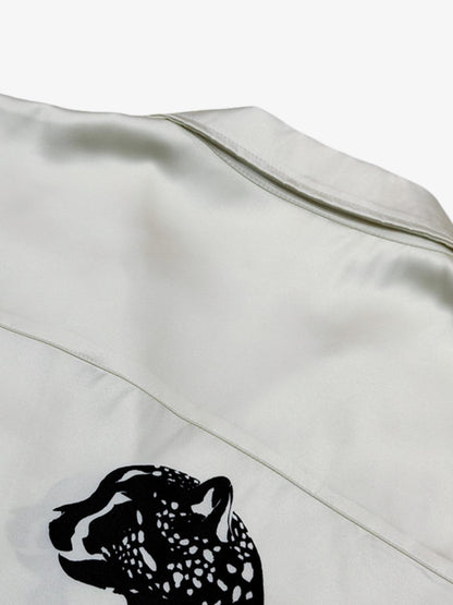 Double Cheetah Graphic Satin Cuban Shirt 