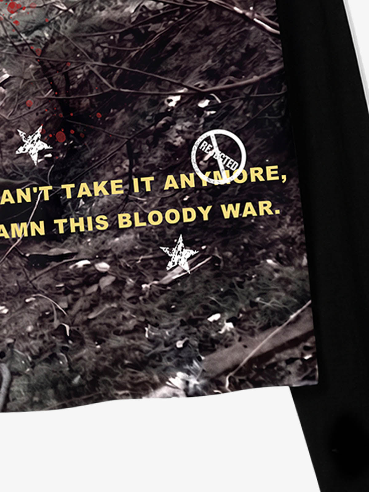 All-Over Battlefield Anti-War Graphic Raglan Long Sleeve Tee