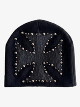 Camouflage Cross Studded Dome Knit Hat; Black / One size