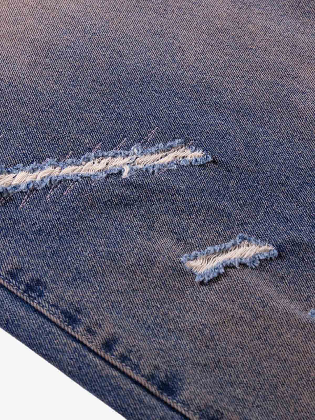 Slash Distressed Washed Denim Jeans 