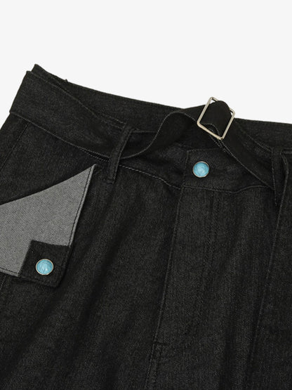 Stylish Wide-Leg Denim Trousers with Unique Side Pockets for Modern Fashionistas 