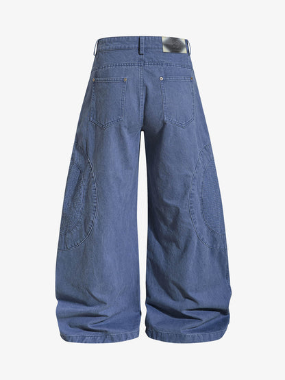 Embroidered Star Curved Seam Pants 