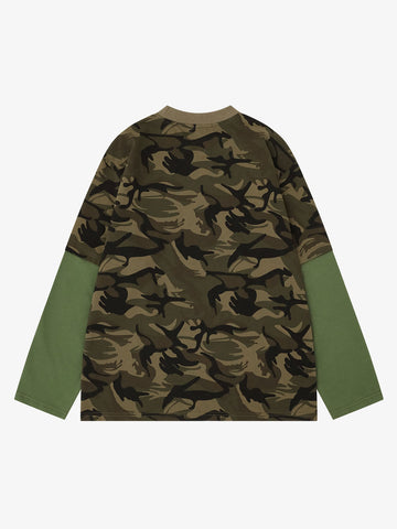 Camo Patchwork Long Sleeve Tee