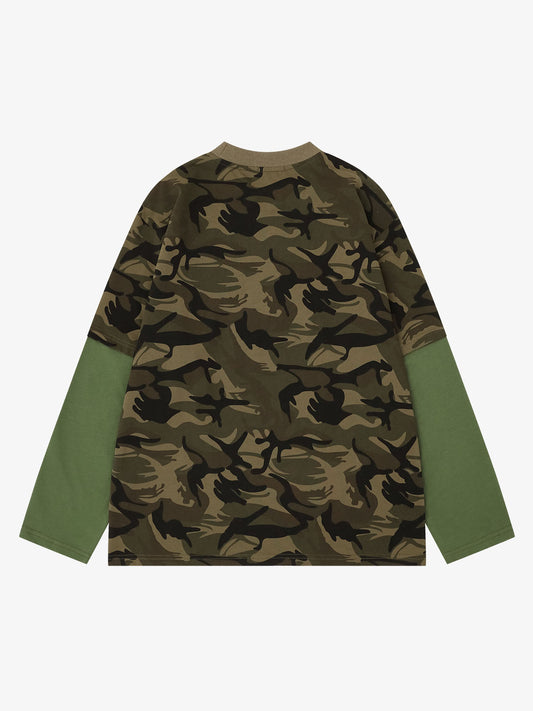 Camo Patchwork Long Sleeve Tee