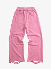 Asymmetrical Logo Embroidered Pants
