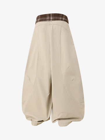 Sash-Belt Curved Balloon Pants 
