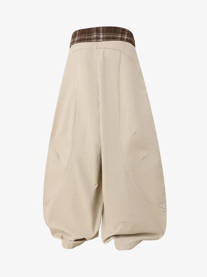 Sash-Belt Curved Balloon Pants 