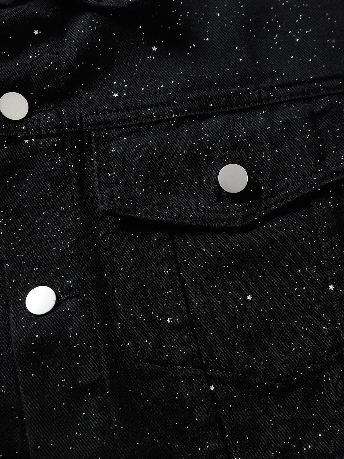 Distressed Sequin Design Denim Jacket 