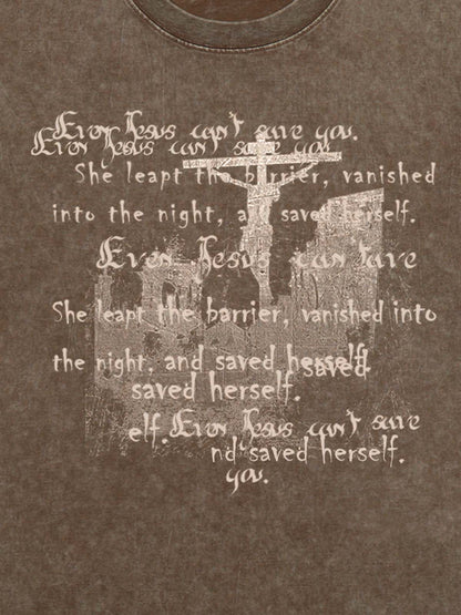 THE SUPERMADE  Vintage-Style Graphic T-Shirt with Inspirational Text and Cross Design 