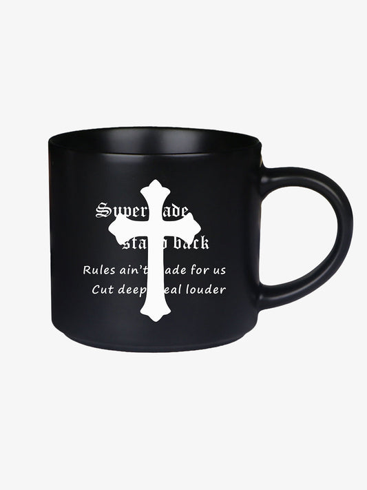 Bold Cross Design Mug for Coffee Enthusiasts 