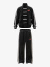Logo Striped Suede Frog-Button Two-Piece Set