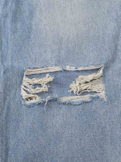 Retro-Jeans mit Rissen und weitem Bein