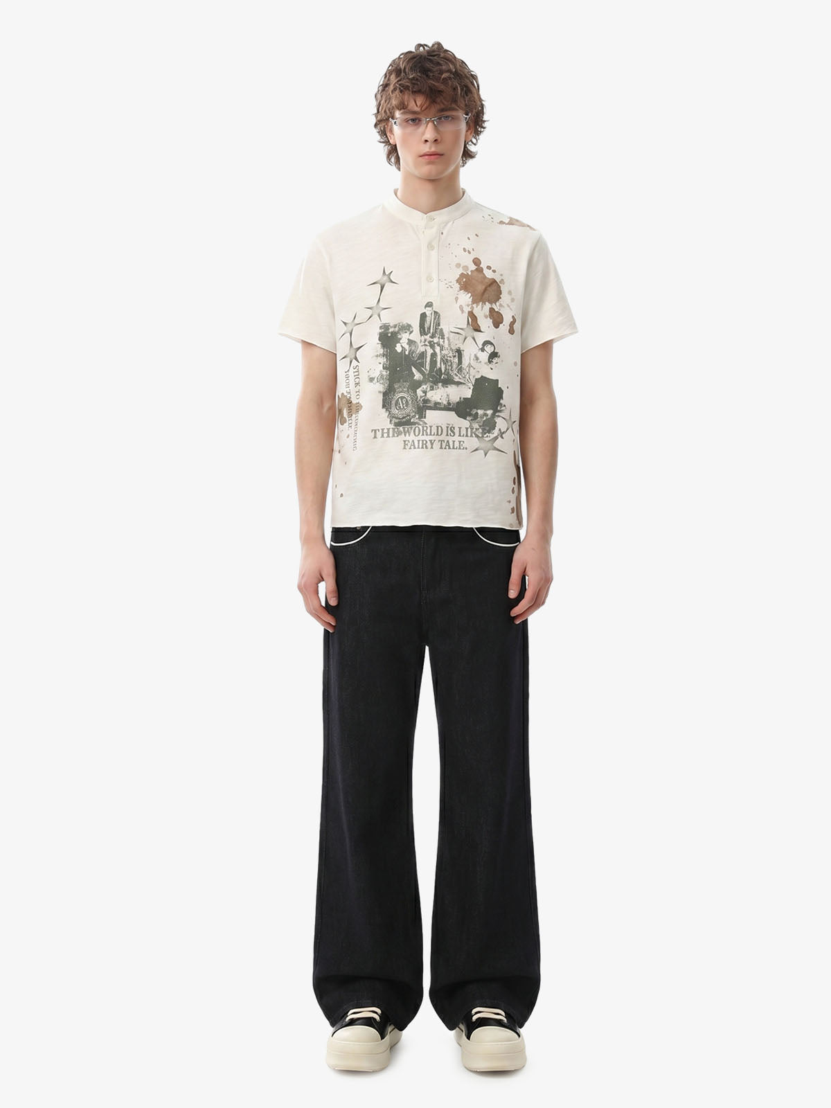 Vintage Contrast Trim Dark Wash Jeans 
