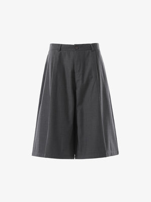 Tailored Wide-Leg Woven Pleated Shorts 