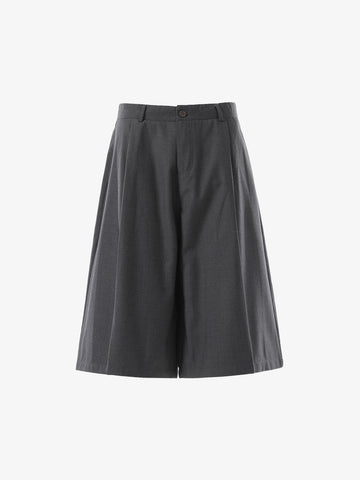 Tailored Wide-Leg Woven Pleated Shorts 
