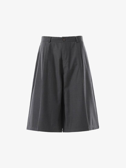 Tailored Wide-Leg Woven Pleated Shorts 