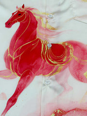 Horse Print Camp Collar Boxy Shirt 