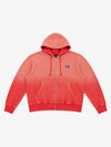 Red Ombré Washed Waffle Zip-Up Hoodie