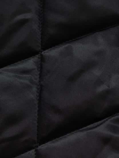 Thesupermade Oblique Zipper Design Lambswool Collar Quilted Jacket 