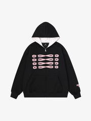 Napoleon Cord Embroidery Polka Dot Zip-Up Hoodie
