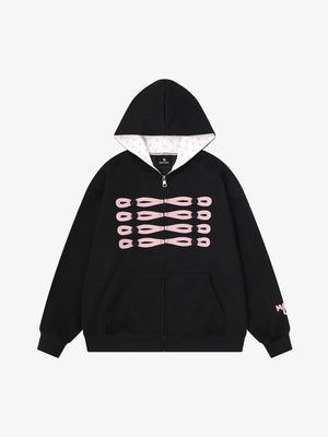Napoleon Cord Embroidery Polka Dot Zip-Up Hoodie