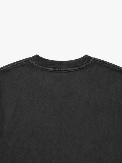Cross Flame Graphic Distressed Long Sleeve Tee