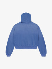 Cracked-Lip Graphic Distressed Zip Hoodie