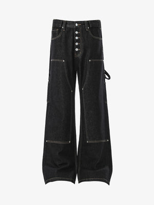 High-Waisted Wide-Leg Cargo Pants with Unique Pocket Design 