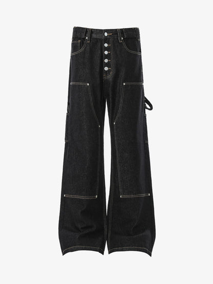 High-Waisted Wide-Leg Cargo Pants with Unique Pocket Design 