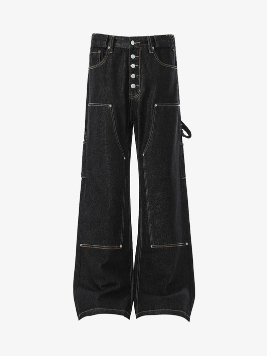 High-Waisted Wide-Leg Cargo Pants with Unique Pocket Design 