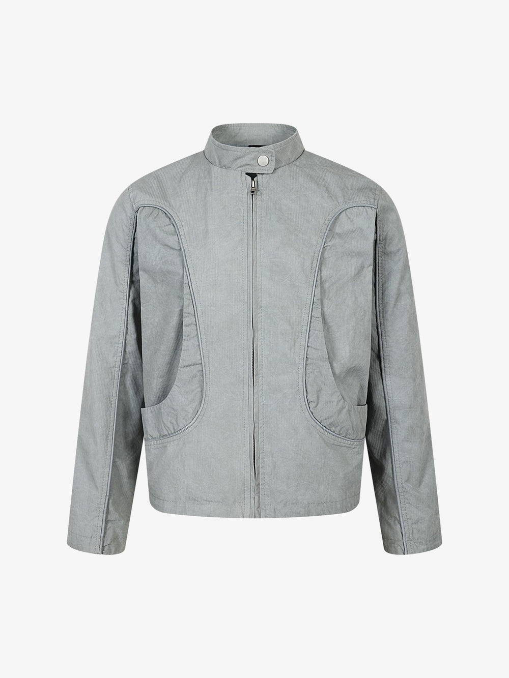 Retro Patchwork Stand Collar Work Jacket