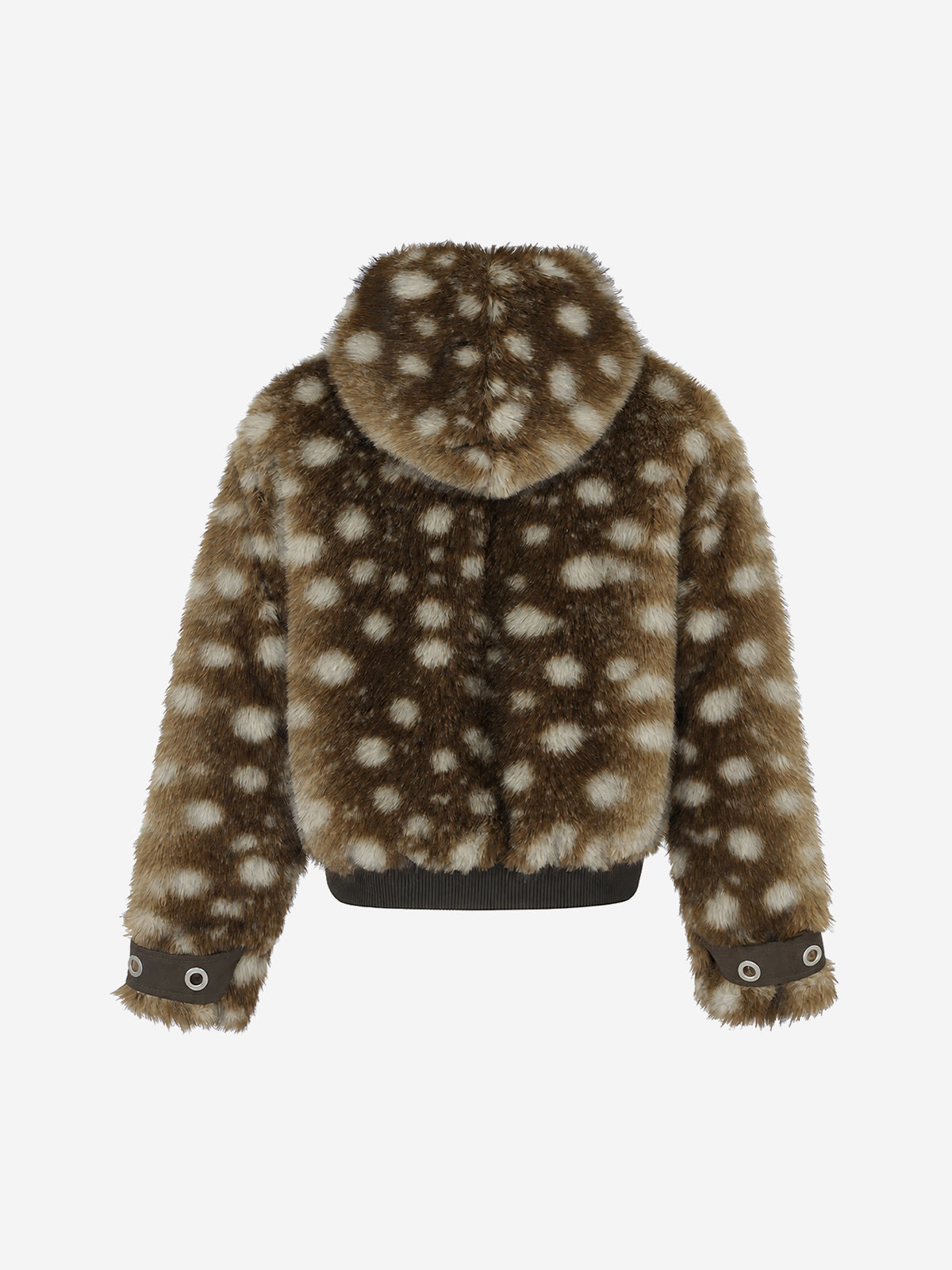 Deer Print Faux-Fur Zip Coat