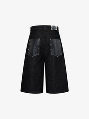 Schwarze Jeansjacke mit Krokodilprägung