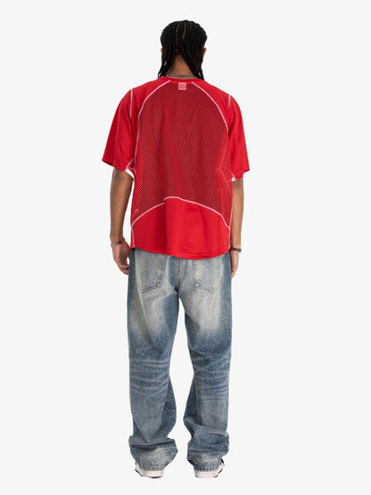 300G Jade Pattern Dyeing Mesh T-Shirt Breathable Quick-Dry Sports Tee for Men 