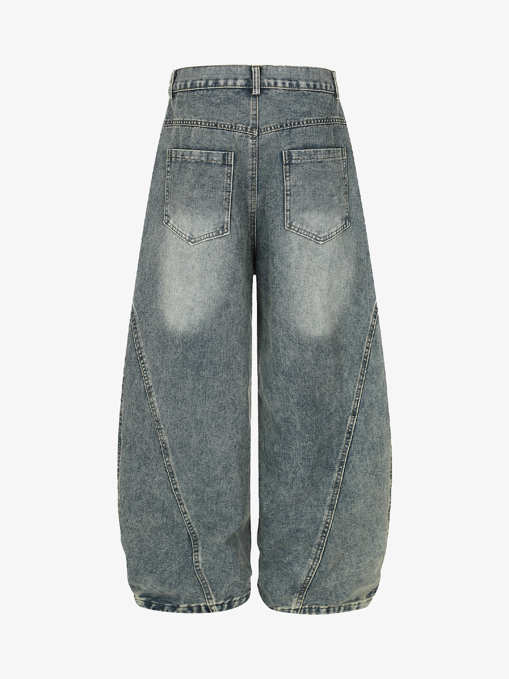 Leopard Hem Washed Curved-Leg Jeans