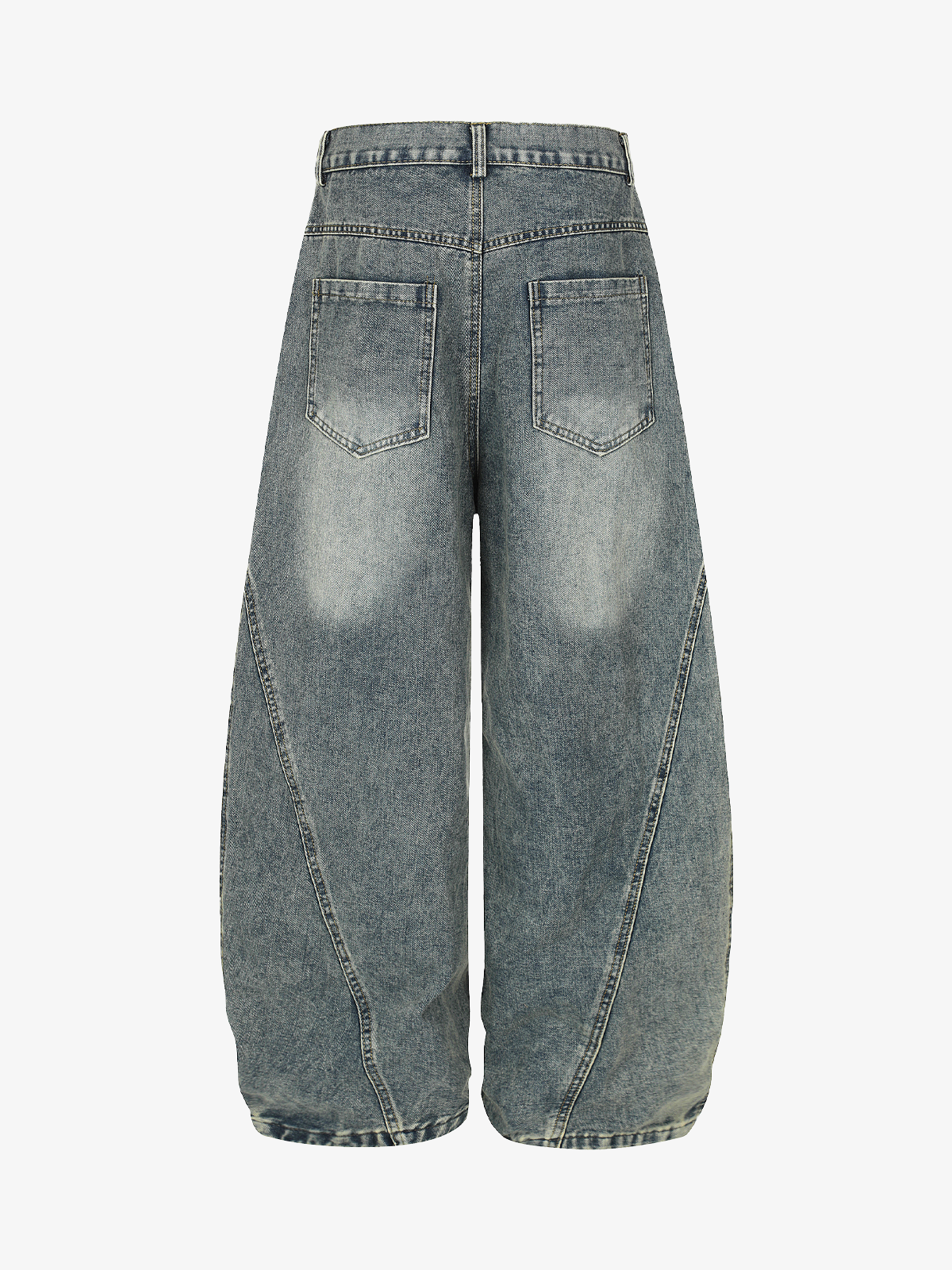 Leopard Hem Washed Curved-Leg Jeans