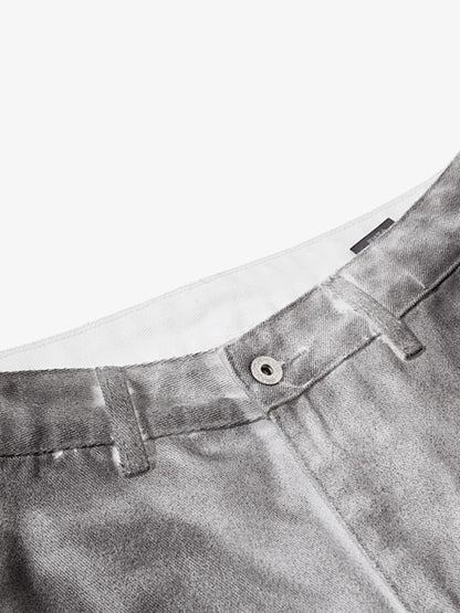 Distressed Dirty Wash Text Graphic Star Trim Straight Leg Pants 