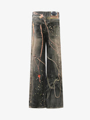 3D Chain Key Print Jeans 