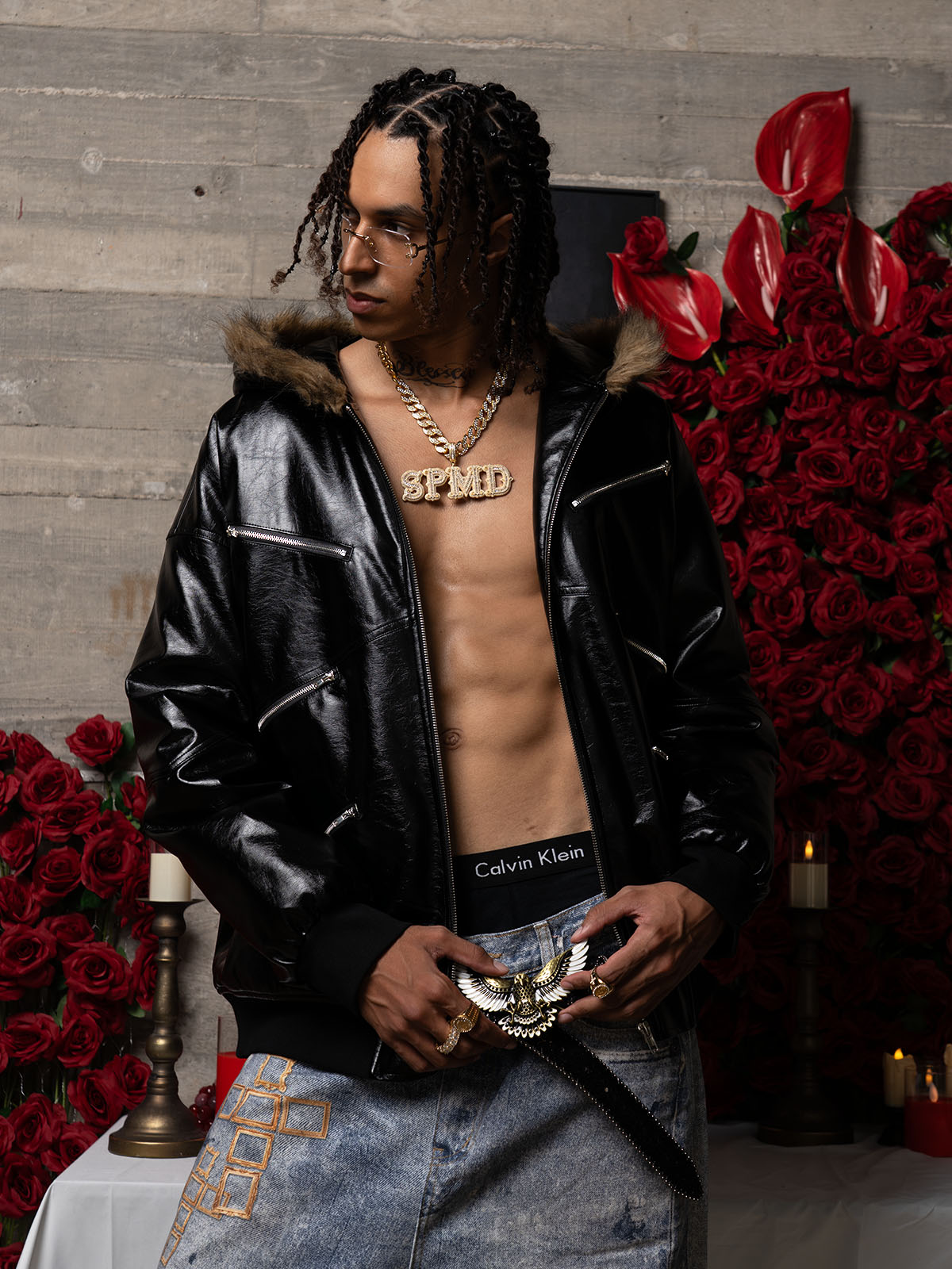 Multi-zip faux leather jacket 