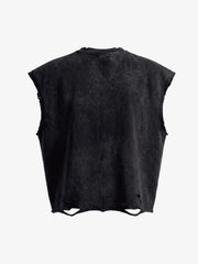Distressed Slogan Graphic Sleeveless T-Shirt 