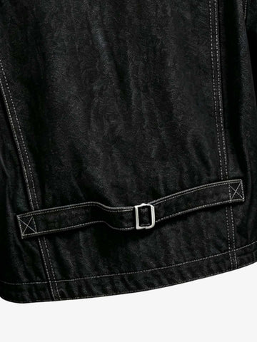 Vintage Militär-Jeansjacke mit silbernen Knöpfen