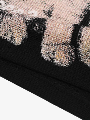 Cat Print Long-Sleeved T-Shirt 