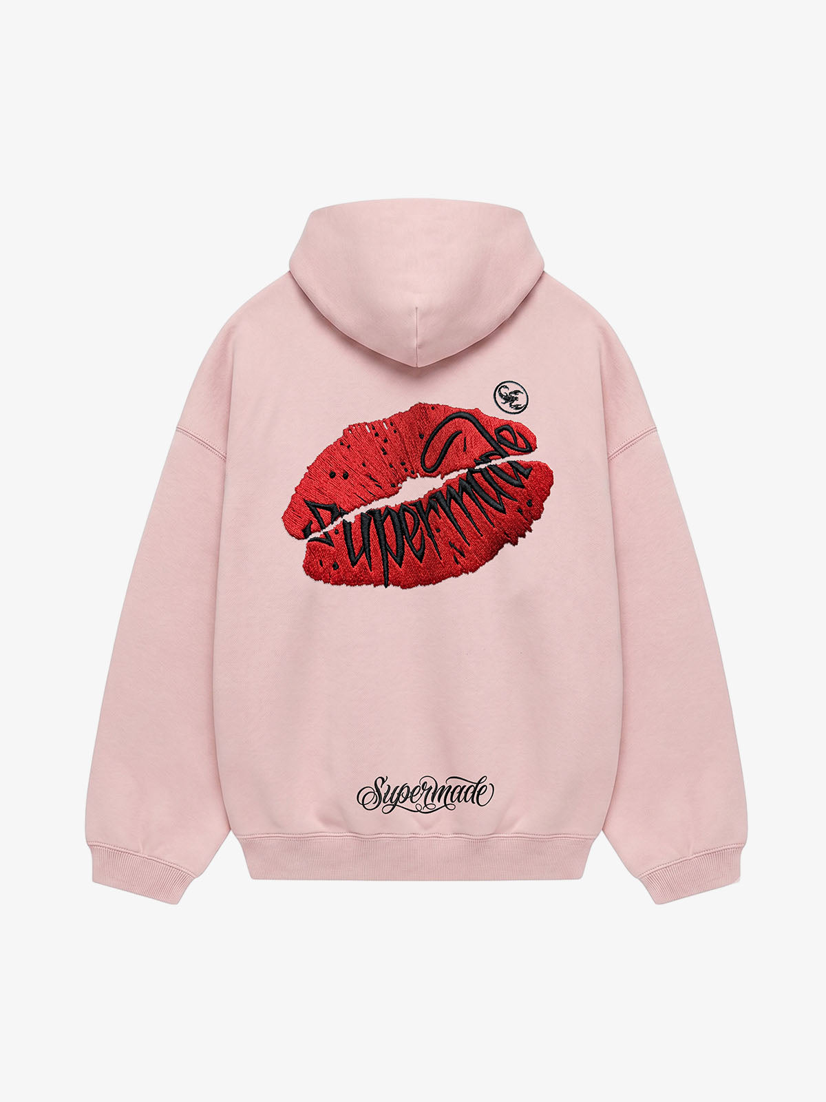 Oversized Hoodie with Lip Print Embroidery