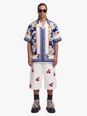Porcelain Pattern Camp Collar Boxy Shirt 